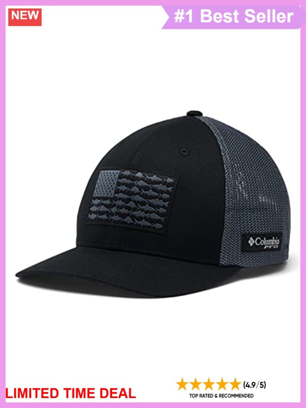 PFG Logo Mesh Ball Cap Embroidered Fish Flag Adjustable Fishing Hat